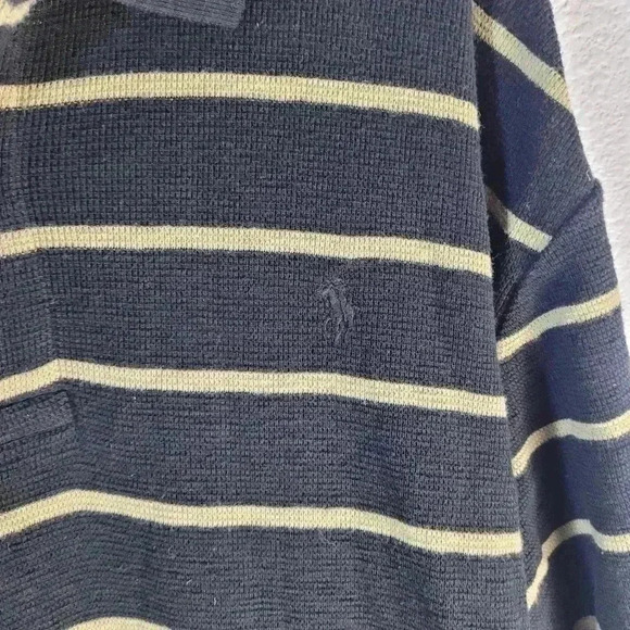 Vintage Polo Ralph Lauren Polo Black and Yellow Striped Sz XXL - Picture 4 of 6